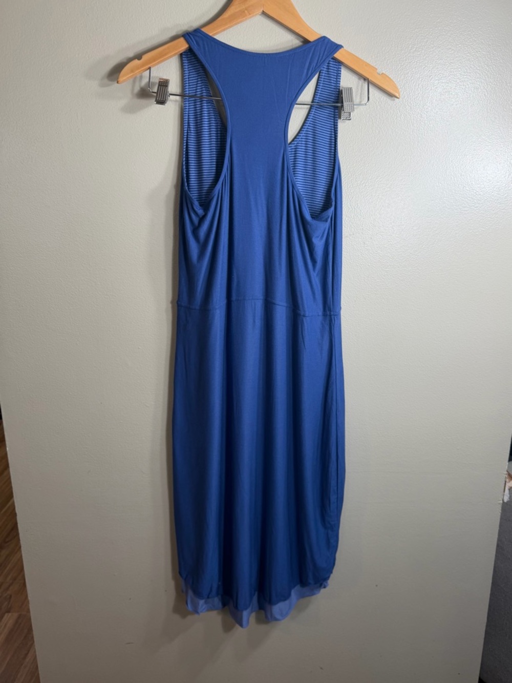 Athleta Bellisima Reversible Blue Racerback Midi Dress High Low M - Picture 5 of 5